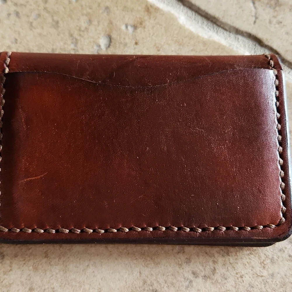 Small leather mens folded card holder - Picture 2 of 5
